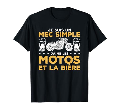 Photo de Je Suis Un Mec Simple J'aime Les Moto Et La Bière T-Shirt