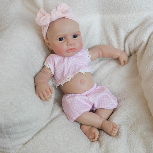 Babypuppen aus Silikon, 45,7 cm, realistische Reborn-Babypuppen, Silikon, Ganzkörper-Puppe, anatomisch korrekt, für Mädchen, echtes Leben, Neugeborene, Baby-Puppe mit Fütterungsset, für Kinder – Bild 4