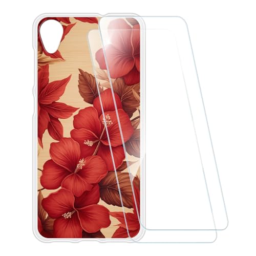 ESCAMOT Funda Estampada + 2 Protectores de Pantalla Vidrio Templado Compatible con ASUS Zenfone Live L1 ZA550KL, Carcasa Suave Antigolpes y Película HD (Flor 3)