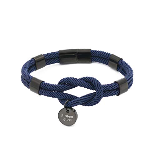 Image of globi Paracord Braided Rope Bracelet for Men Women | Lightweight Nautical Unisex Cuff Bracelet with Stainless Steel Magnetic Clasp