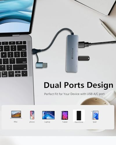 Image of USB 3.0 Hub, USB Multiport Adapter, USB Extender Hub 4 Port, USB Splitter for Laptop /PC /MacBook /iPad Pro /iMac and More