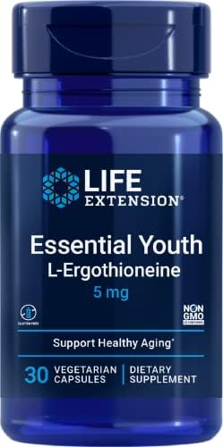 Life Extension Essential Youth L-Ergothioneine – Promotes Longevity & Healthy Aging – Gluten-Free – Non-GMO – Vegetarian – 5 mg – 30 Vegetarian Capsules