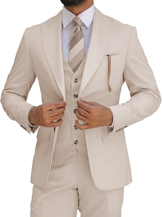 Men's Suits Regular Fit 3 Pieces Prom Tuxedos Jacket+Waistcoat+Trousers Wedding Grooms
