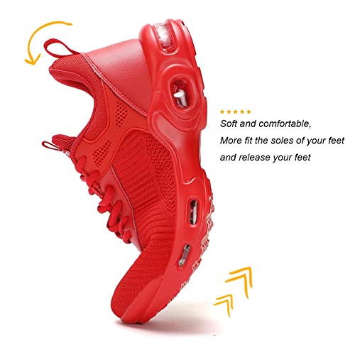 Mens Running Shoes Light Comfort Walking Casual Sport Mesh Sneakers Work Gym Cross Trainer Zapatos De Hombre Red #TOP3