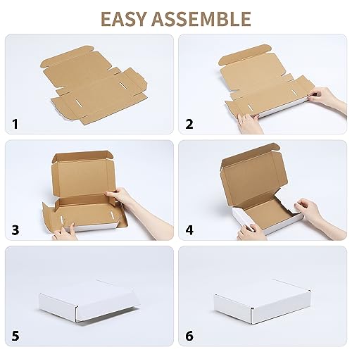 Image of RLAVBL 6x6x2 Small Shipping Boxes Set of 25, White Corrugated Cardboard Box for Packing, Mailing, Business