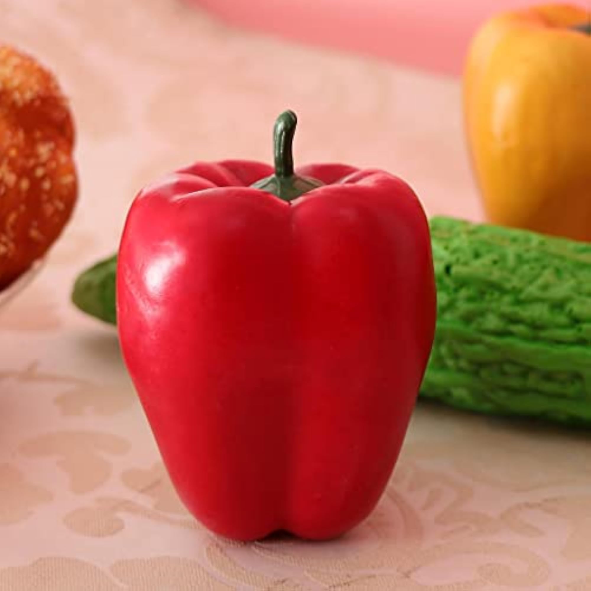 Realistic Artificial Plastic Bell Pepper Red, 2pcs