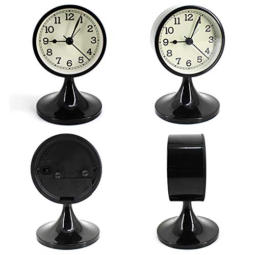 Danse Jupe 3" Alarm Clock Round Quartz Analog Desk Clock Vintage Silent Non Ticking Battery Operated For Bedroom Black #TOP1