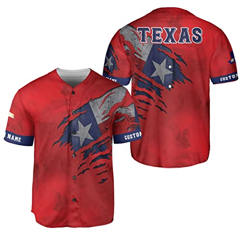 Tinoshop Personalized Name Texas Flag and Map Dont Mess with Texas Baseball Jersey Shirts Unisex Sport Shirt for Men Women (BJ101)