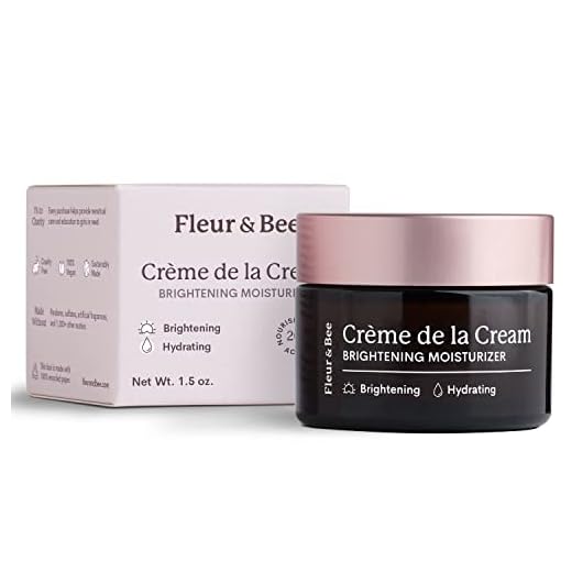 FLEUR & BEE Brightening Moisturizer | Clean, 100% Vegan | Anti Aging, Wrinkle Cream with Vitamin C | Wrinkles, Hyperpigmentation & Dark Spot Corrector for Face | Crème de la Cream 1.5 oz