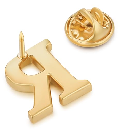 Image of HONEY BEAR Mens Womens Initial Alphabet Letter Lapel Pins Collar Badge Brooches for Business Wedding Graduation Gift Matte Gold 0.59 inches