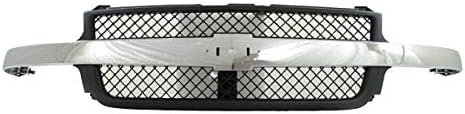 Compatible with 01-02 Silverado 2500HD, 3500 Pickup Truck Front Grille Assembly Black Chrome