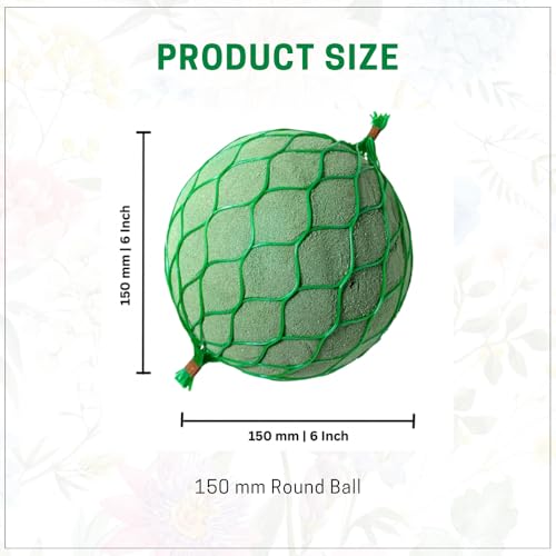 Image of OASIS Pack of 1 Floral Foam Spheres | Green Round Foam Spheres Balls for Fresh & Artificial Flowers | Wet & Dry Use | Ideal for Wedding, Party & Home Floral Arrangements - Netted (150 mm)