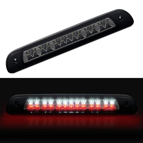 Image of Third 3rd Brake Light, LED High Mount Stop Light Replacement for 2000 2001 2002 2003 2004 2005 2006 Toyota Tundra, Rear Center Cab Roof Tail Cargo Lamp, Smoke lens