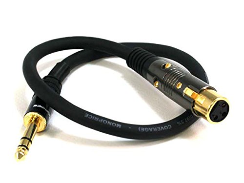 Image of Monoprice 104767 1.5-Feet Premier Series XLR Female to 1 /4-Inch TRS Male 16AWG Cable gold