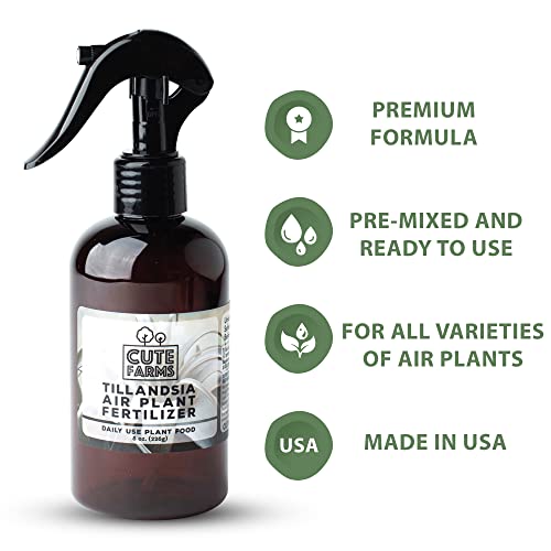 Cute Farms Tillandsia Air Plant Fertilizer | Gentle Daily Use Formula Plant Food With Care Guide | Formulated Nutrients For Air Plants (Two - 8 Oz. Spray Bottles) #TOP1