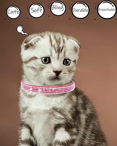 Petank Breakaway Cat Collars For Girl Cats, Bling Kitten Collar With Bell, Cute Cat Collar With Bells, Pink Cat Collar, Rhinestone Cat Collar. (Pink) #TOP3