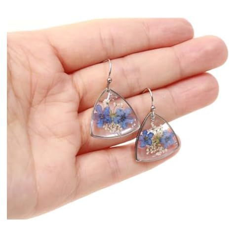 iFancer Pressed Flower Handmade Dangle Triangle Earring Cover