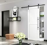 DIYHD 6ft Rustic Black Bent Straight Roller Barn Wood Closet Interior Door Sliding Hardware Kit-16 Apart Center Holes on Track, 6 Feet Single Kit