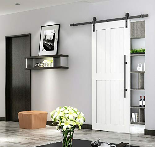 DIYHD 6ft Rustic Black Bent Straight Sliding Barn Wood Closet Door Interior Door Sliding Track Hardware Kit