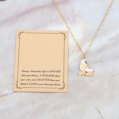 FUSTMW Roller Skater Gifts Roller Skate Necklace Pendant Roller Skating Gifts Roller Skate Lovers Gifts Jewelry (Roller Skater necklace gold)4