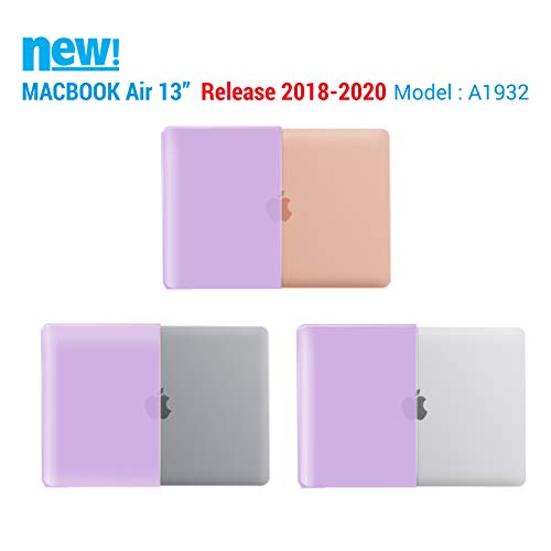 IBENZER MacBook Air 13 Inch Case 2020 2019 2018 New Version A1932, A2179, Hard Shell Case with Keyboard Cover for Apple Mac Air 13 Retina with Touch ID,Purple, MMA-T13PU+1 - Thumbnail 3