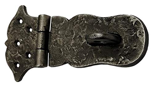 Image of Adonai Hardware inchParan inch Heavy Duty Cast Iron Safety Locking Hasp and Staple (6 inch x 2 Pack, Antique Nickel) for Vintage Pirates Treasure Chest, Trunks, Wooden Jewelry Box, Cases, Furniture and Sheds
