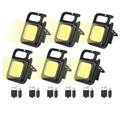 6 Stücke Mini LED Inspektionsleuchten, Notlicht mit USB Aufladen Tragbare Taschenlampe Arbeitslampe 1000 Lumen Magnetisches Wasserdicht Mechanikerlicht Tragbare für Notbeleuchtu Camping Reparatur