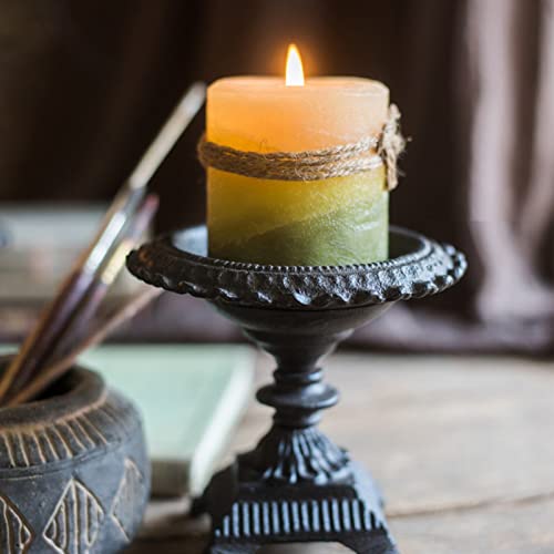 BFYDOAA Portavelas retro resistente de hierro fundido candelabro decorativo soporte para velas de 3 pulgadas pilar/cónica/votiva Cover