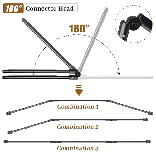 Bay Window Curtain Rods, U-shaped Curved Curtain Rods for Windows 59 to 184 Inches, Black 1 Inch Diameter Heavy Duty Curtain Rods for Bedroom, Living Room, Adjustable Renter Friendly Curtain Rods... by Lcokeiy - Image 4