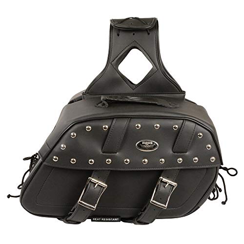 Image of Milwaukee Leather Studded Throw-Over Motorcycle Saddlebags - Synthetic Leather - Universal Fit - Zip-Off - Large
