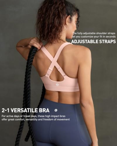 Image of RUNNING GIRL High Impact Sports Bras for Women, Adjustable Straps Bra High Support Workout Bra with Sewn in Pads