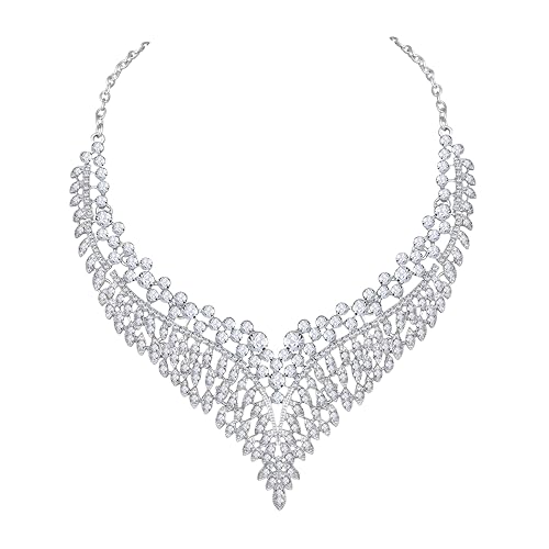 Image of Atasi International American Diamond Style Crystals Necklace with Earrings Jewellery Set for Women and Girls | Suited for Party, Wedding, Engagement, Special Occasions | Gift for Her