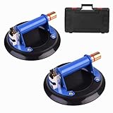 8 Inch Vacuum Pump Suction Cup, Set of 2, Metal Handle and Brass Pump，Glass Lifters for Lifting Large Tiles, Marble, Glass