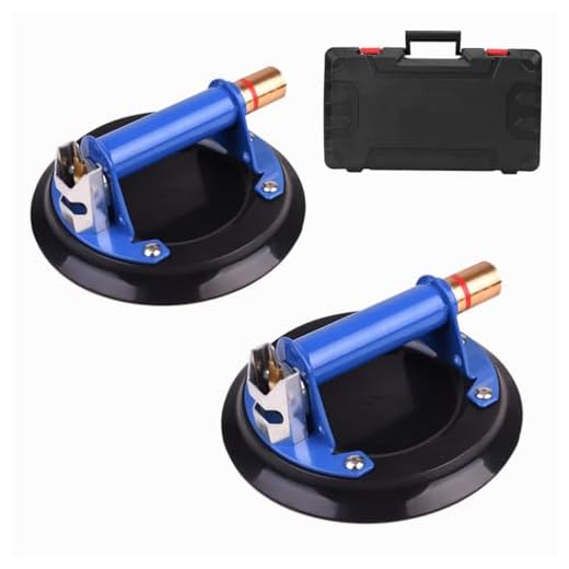8 Inch Vacuum Pump Suction Cup, Set of 2, Metal Handle and Brass Pump，Glass Lifters for Lifting Large Tiles, Marble, Glass