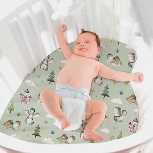 Image of Mindsoft 2 Pcs 24 in x 38 in Watercolor Dragon Infant Crib Sheets Set Mini Portable Crib Sheet Newborn Bedding Nursery Baby Sheets for Girl Boys Baby Gifts Breathable Only for Pack and Play