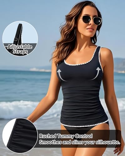 Image of Aqua Eve Tankini Tops for Women Swimwear Top Only Tummy Control Bathing Suit Top No Bottom (Available in Plus)
