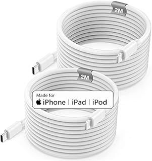 Poukey USB C to Lightning Cable 2M 2Pack[Apple MFi Certified], Fast iPhone Charger Cable for iPhone 14/13 Pro Max/Mini/12/11/XS/XR/X/8, Extra Long Lightning to Type C PD Fast Charging Cable Cord Lead