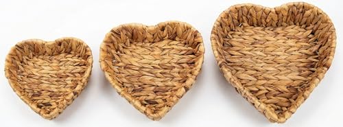 Khevga Lot de 3 paniers cadeaux vides en forme de cœur – Panier décoratif en matériau robuste, idéal pour les cadeaux, le rangement et la décoration, en lot pratique de 3