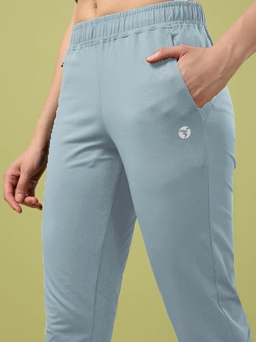 Image of TECHNOSPORT Women's Regular Fit Mid Rise Solid Track Pant with Antimicrobial, Stretchable for Gym, Workout & Sports and Regular Use