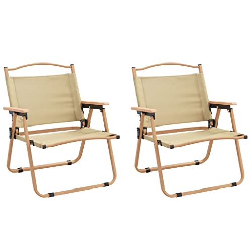 Chaise de camping pliante Oxford Lot de 2 avec structure en acier noir