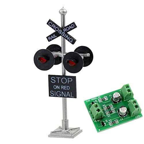 JTD876RP 1 Set HO Scale Railroad Train/Track Crossing Sign 4 Heads LED Made