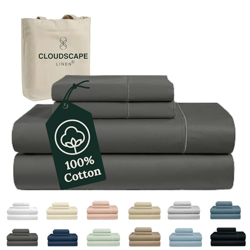 100% Egyptian Cotton Sheets Full Size, 4 Pcs Luxury Bedding Set, 1000 Thread Count Egyptian Cotton,Hotel Quality, Soft, Breathable and Durable, Deep Pockets up to 17, Charcoal Grey