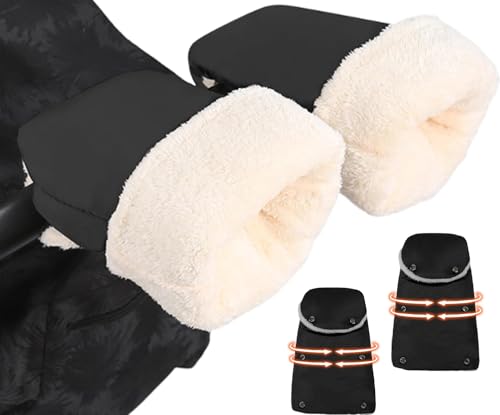AESZITTEW Pram Gloves Thick Winter Pram Warmmuffs Windproof Stroller Hand Muff Soft Cold Weather Protection Handlebar Mittens for Pushchair Trailer Bicycle (#2)