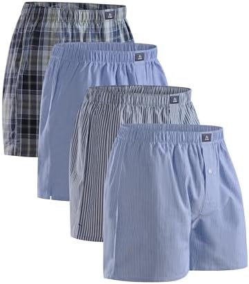 DANISH ENDURANCE Men's 100% Cotton Woven Boxers (4 & 6-Pack) – Loose Fit, Breathable & Lightweight Comfort