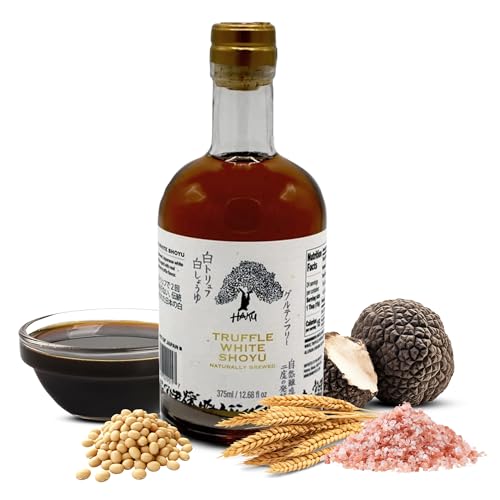 HAKU Truffle White Shoyu Naturally Brewed Aged 2 Years, 12.68 Oz (375 ml) - Traditional Gourmet Dipping Sauce & Marinade for Sushi, Meat, Rice, Stir Fry, Dumplings, & Asian Cuisines