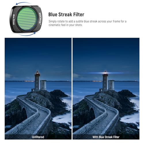 Image of NEEWER Magnetic Effect Filter Set Compatible with DJI OSMO Pocket 3, 4 Pack 8X Star /Blue Streak Anamorphic /Light Pollution Reduction /Black Diffusion 1 /4 Filters, Multi Coated HD Optical Glass