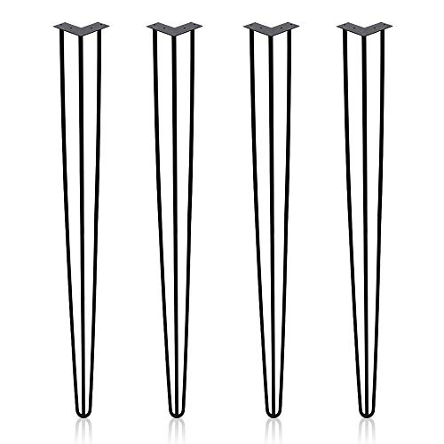 Preisvergleich Produktbild 4er Hairpin Legs Schreibtisch Tischbeine Austauschbare Haarnadelbeine Tischgestell 72cm mit Doppelstab Bodenschoner und Schrauben Verfügbar in Höhe von 15cm-72cm