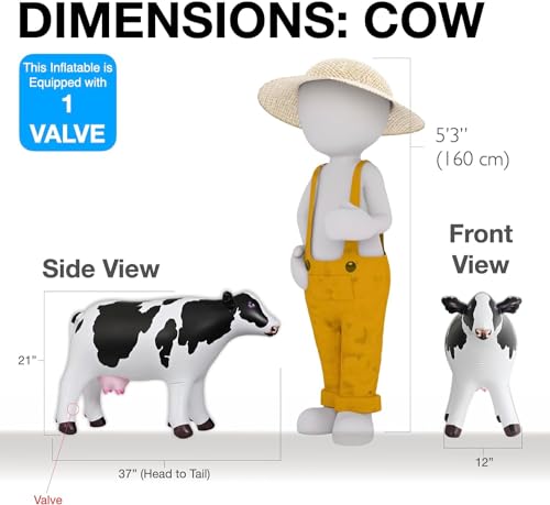 Jet Creations 21" Tall Standing Dairy Cattle Inflatable Holstein Cow, 37” Long Animal Toy for Family Kids, Farm Decoration, Stage Prop, VBS, Easy to Inflate, 1 pc