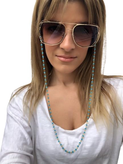 Vighneshwar traders Semi Precious Crystal Round Beaded Spectacle Chain Lanyard String for Eyewear Frames, Specs, Reading Glasses, Sunglasses, 74 CM Goggles and Eyeglasses, Face Mask Color- Sky Blue-image-17