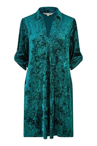 Image of Yumi Green Velvet Tunic Dress with 3/4 Sleeves 20 Green